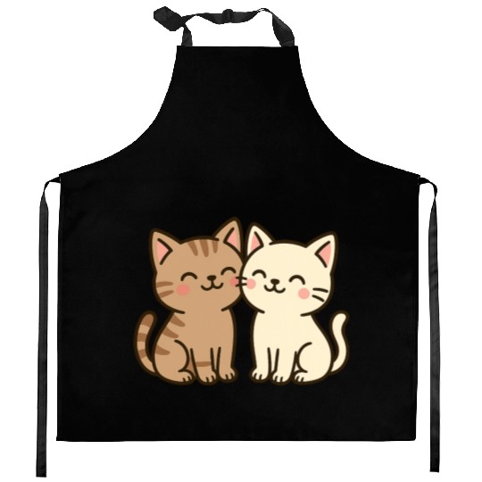 Adorable Cat Duo Print Design Kitchen Aprons