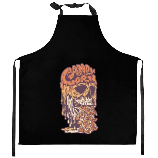 Candy Corn Skull Kitchen Aprons