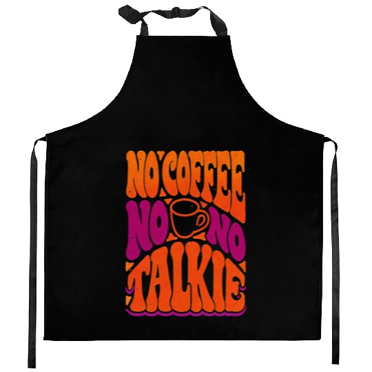 No Coffee No Talkie Psychedelic Poster Kitchen Aprons