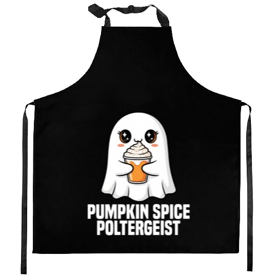PUMPKIN SPICE POLTERGEIST - GHOST HALLOWEEN Kitchen Aprons