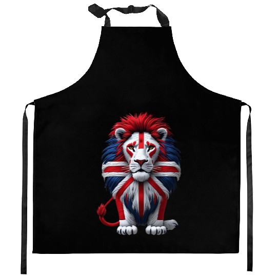 British Lion with Union Jack Flag Graphic Design Kitchen Aprons