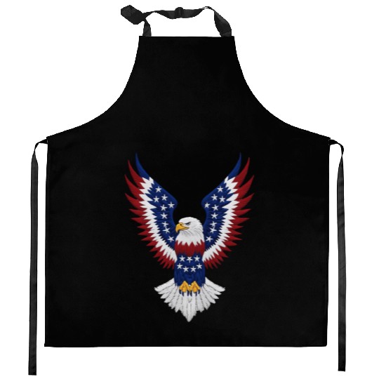 American Bald Eagle with USA Flag Wing Art Design Kitchen Aprons