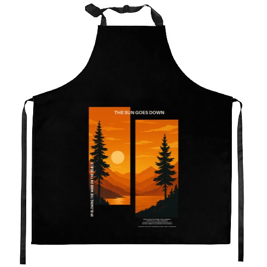 Sunset Landscape Silhouette Design Kitchen Aprons