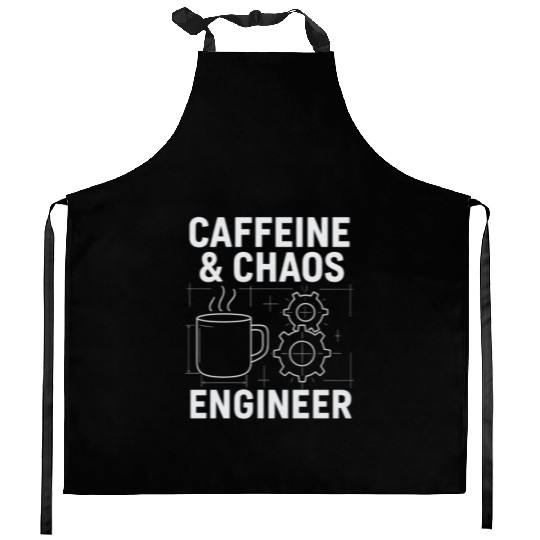Caffeine & Chaos Engineer - Funny Coffee Tech Gift Kitchen Aprons