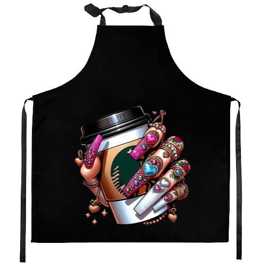 Colorful Heart Jewelry Coffee Mug Design Kitchen Aprons