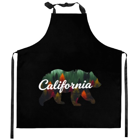 California Bear Forest Scene Kitchen Aprons