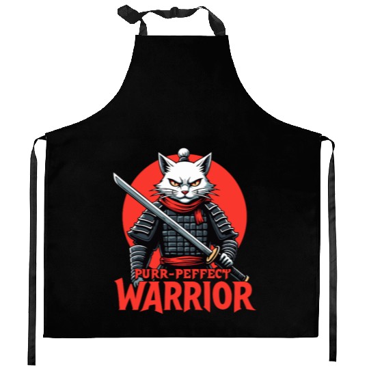 Purr-Perfect Warrior Cat Design Kitchen Aprons