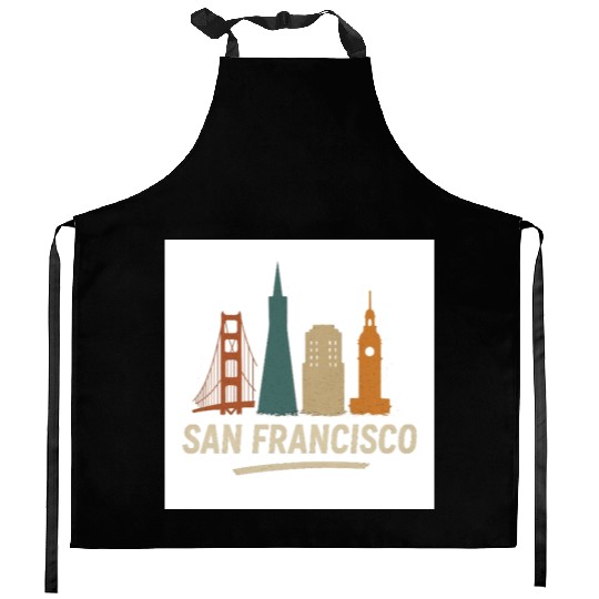 San Francisco Skyline Street Glow Kitchen Aprons