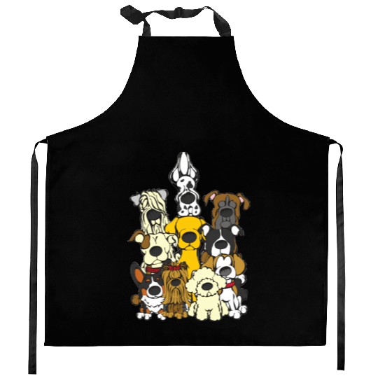 National Dog Day Kitchen Aprons: Cute Cartoon Dog Breeds