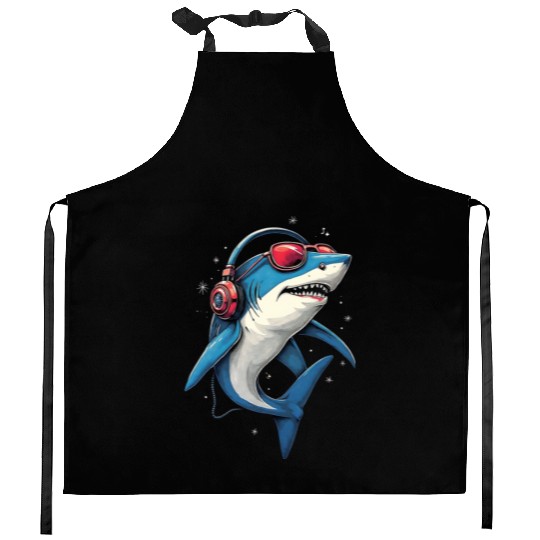Shark Design Tiger Sharks Gray White Great Shark Kitchen Aprons