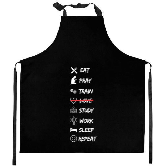 No Time for Love – Work, Gym & Money Motivational Kitchen Aprons