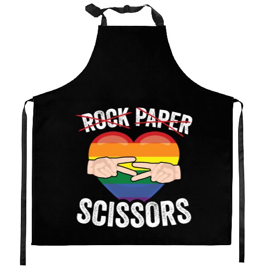 Funny Rock Paper Scissors LGBTQ LGBT Community Kitchen Aprons