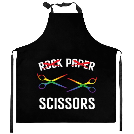 Funny Rock Paper Scissors LGBTQ Pride Kitchen Aprons