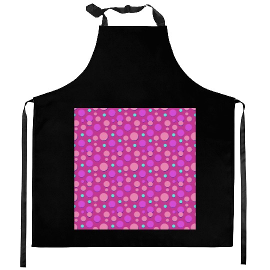 Vibrant Polka Dot Pattern in Pink and Purple Kitchen Aprons