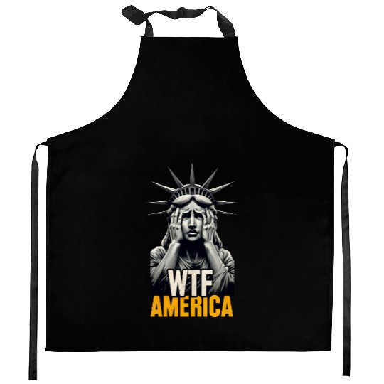 Contemporary Statue of Liberty Parody Design Kitchen Aprons