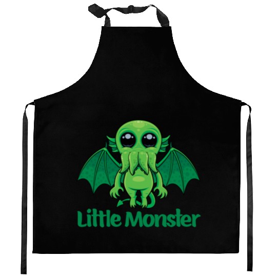 Little Monster Cthulhu Cute Creepy Mythical Buddy Kitchen Aprons