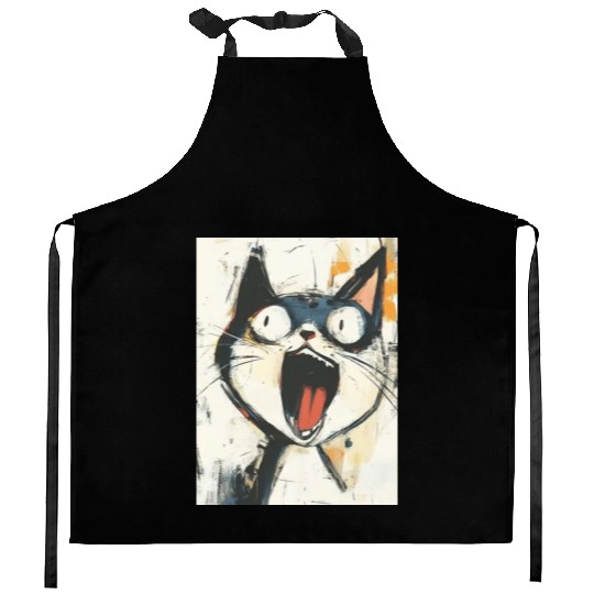 Funny Screaming Cat – Meme Expression Kitchen Aprons