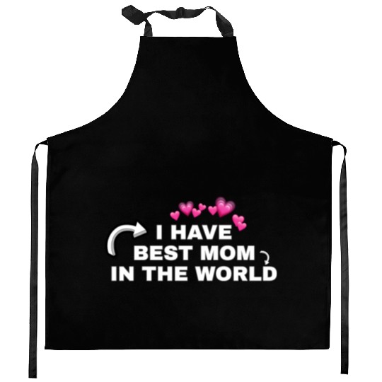 Best Mom Ever with Heart Icons Kitchen Aprons