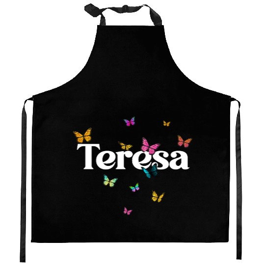 TERESA - beautiful girl name with cute butterflies Kitchen Aprons