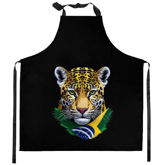 Brazil Jaguar Head Green Yellow Blue National Flag Kitchen Aprons