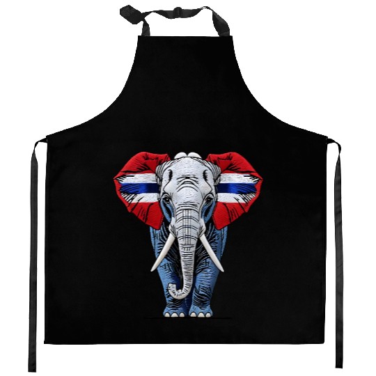 Thailand Elephant Red White Blue National Flag Cul Kitchen Aprons