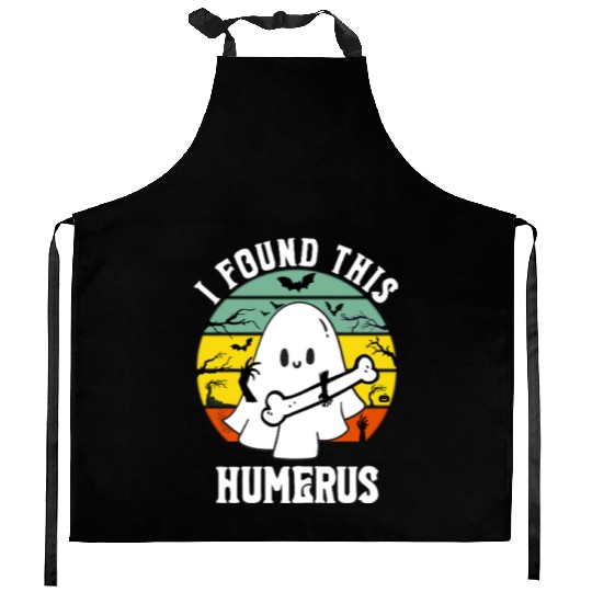 Funny Ghost Pun I Found This Humerus Halloween Kitchen Aprons