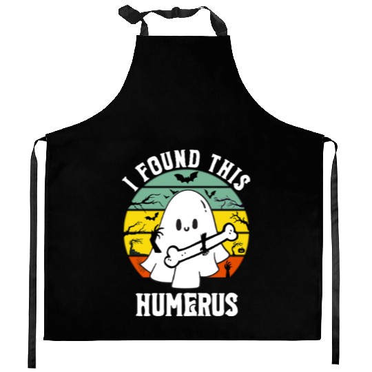 Funny Ghost Pun I Found This Humerus Halloween Kitchen Aprons