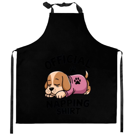 Charming Sleeping Puppy Napping Kitchen Aprons
