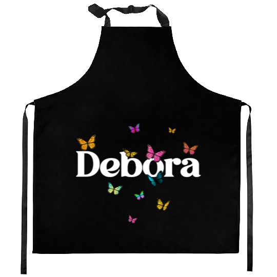 Colorful Butterflies and Bold Text Kitchen Aprons