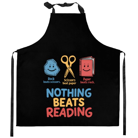 Nothing Beats Reading Funnny Rock Paper Scissors  Kitchen Aprons