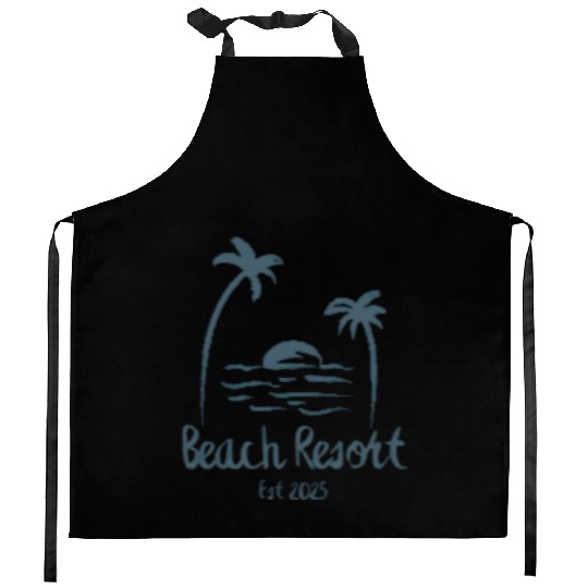 Tropical Beach Resort Vintage Logo Kitchen Aprons