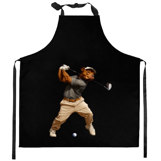 Pitbull golfer Kitchen Aprons