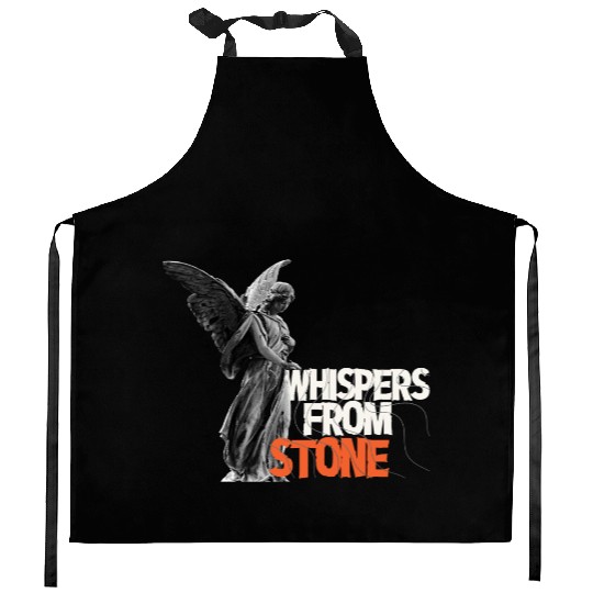 Angel Statue with Bold Typography Kitchen Aprons