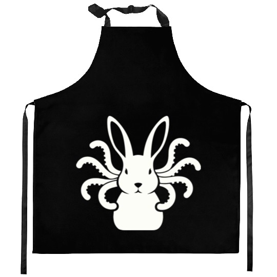 Octopus Bunny │Surreal White Cryptid Animal Mashup Kitchen Aprons