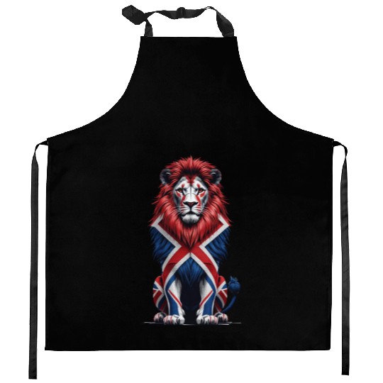 Regal Lion with Union Jack Mane Kitchen Aprons