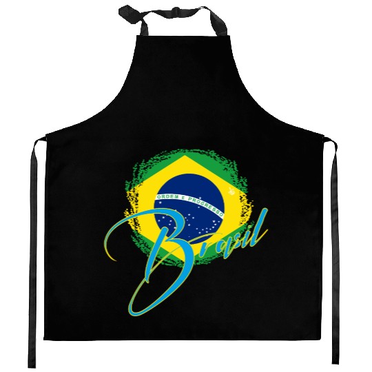 Brazil Flag Kitchen Aprons
