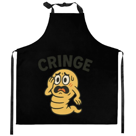 Cringe Meme Worm Illustration Kitchen Aprons