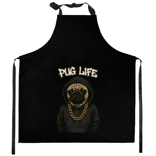 Urban Pug with Streetwear Style Kitchen Aprons
