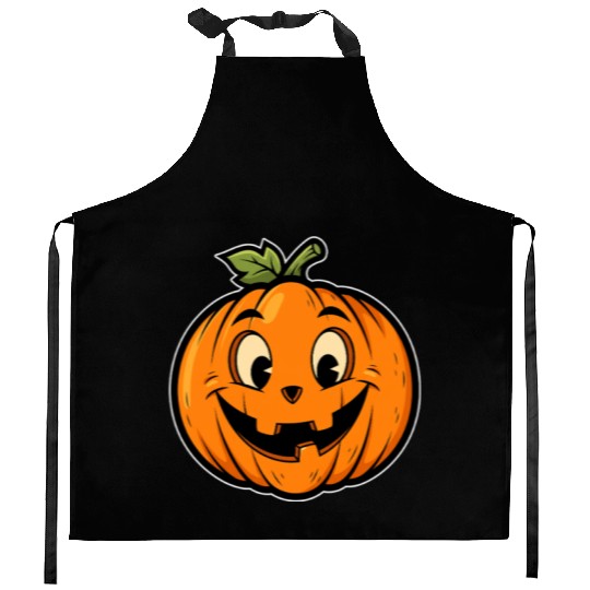 Playful Jack-o'-Lantern Cartoon Design Kitchen Aprons