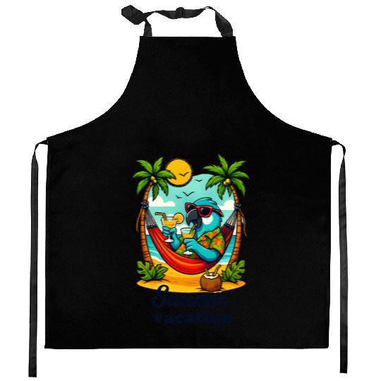 Tropical Parrot Vacation Scene Kitchen Aprons