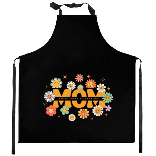 Cheerful Floral Happy Mother's Day Design Kitchen Aprons