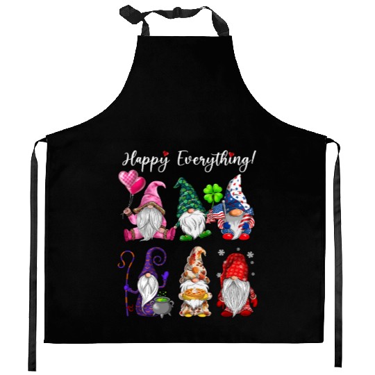 Happy Everything Gnomes Every Seasons All Year Kitchen Aprons
