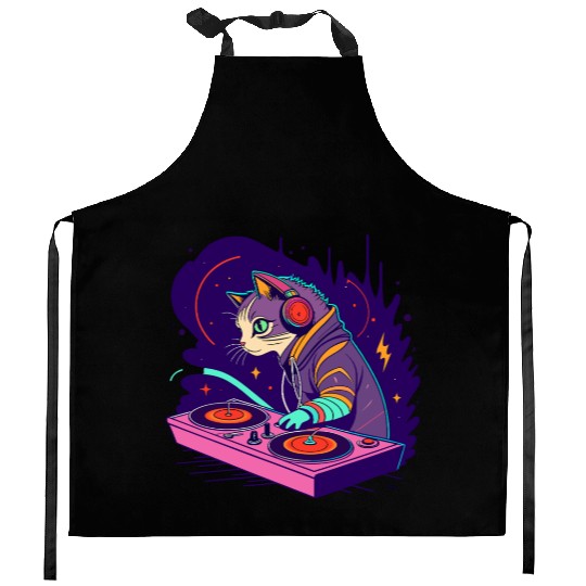 Cosmic Cat DJ Kitchen Aprons