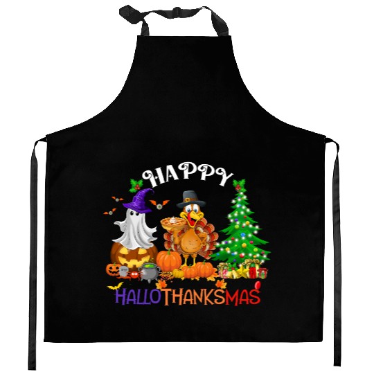 Retro Happy HalloThanksMas  Kitchen Aprons