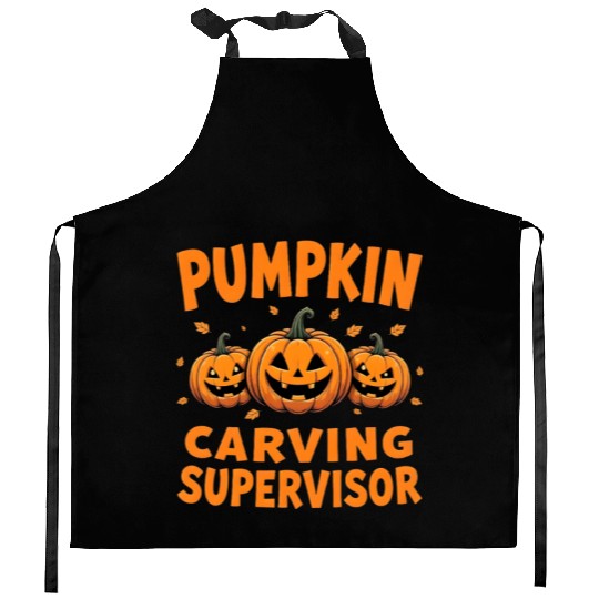 Pumpkin Carving Supervisor Funny Halloween  Kitchen Aprons