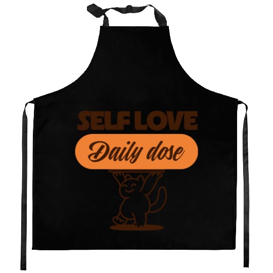 Self Love Cat Daily Dose Kitchen Aprons