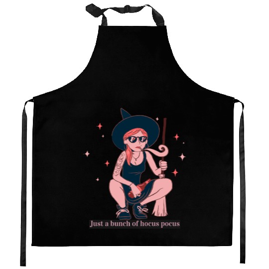 Witch Girl Hocus Pocus Illustration Kitchen Aprons