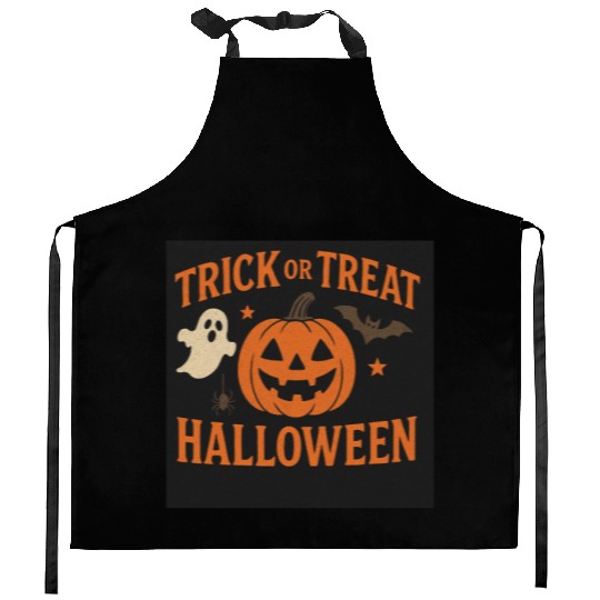Halloween Trick or Treat Pumpkin Design Kitchen Aprons