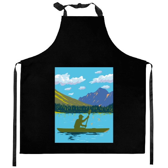 Kayak in Lake Josephine Glacier National Park WPA Kitchen Aprons