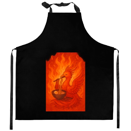 Fiery Phoenix with Ramen Bowl Kitchen Aprons